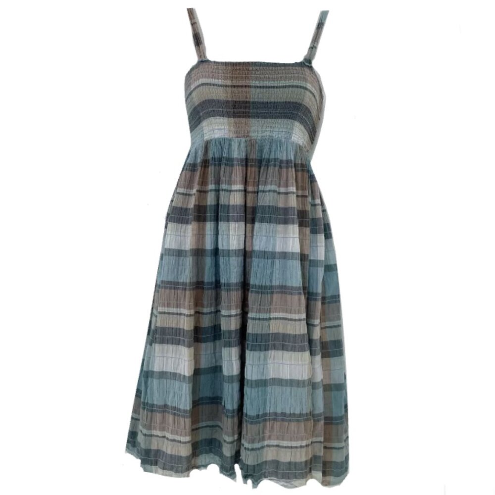 Calvin Klein Jeans Plaid Smocked Mini Sundress